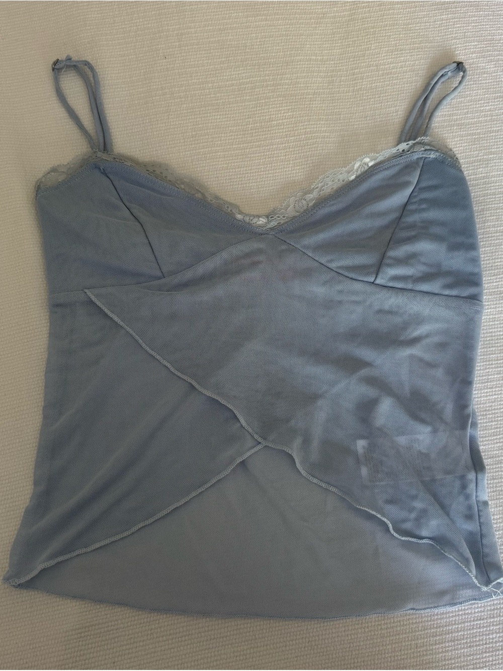Edikted Light Blue Lace Trim Camisole Tank Top